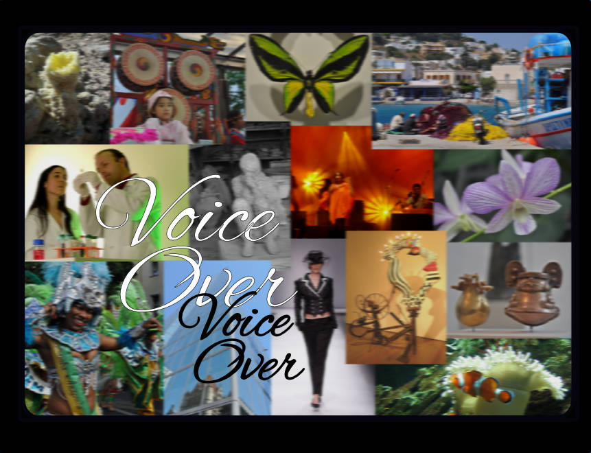 Voice-over - Image collage symbolising voice-over translation